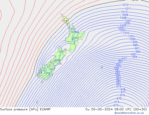 pressão do solo ECMWF Dom 26.05.2024 06 UTC