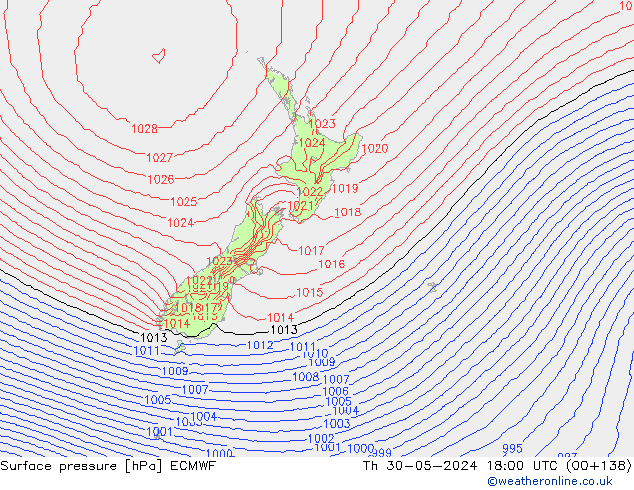 Surface pressure ECMWF Th 30.05.2024 18 UTC