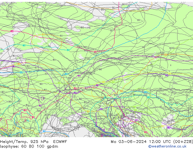 Height/Temp. 925 hPa ECMWF Po 03.06.2024 12 UTC