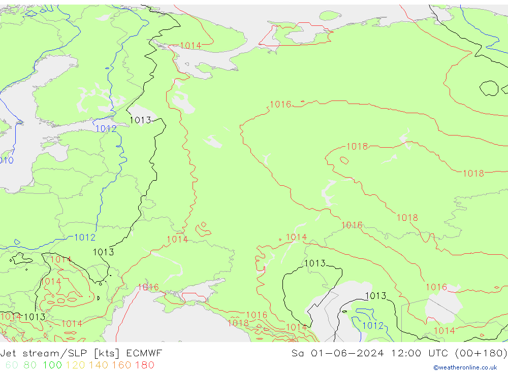 Corriente en chorro ECMWF sáb 01.06.2024 12 UTC