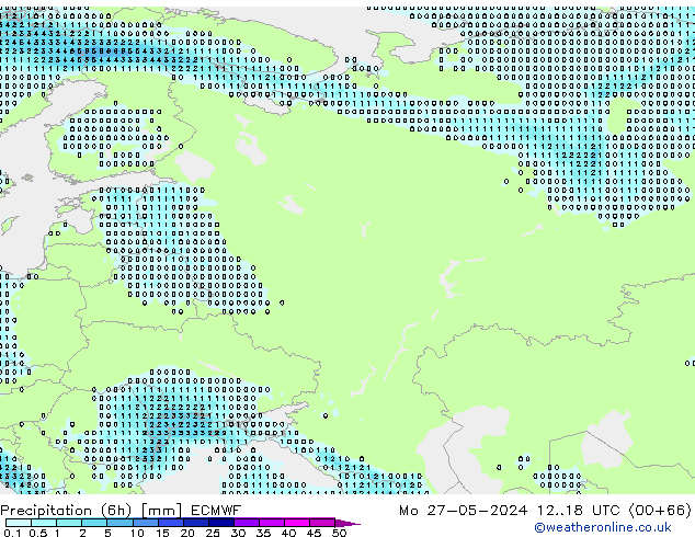 осадки (6h) ECMWF пн 27.05.2024 18 UTC