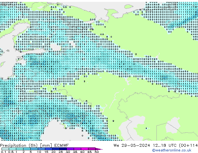 Precipitação (6h) ECMWF Qua 29.05.2024 18 UTC