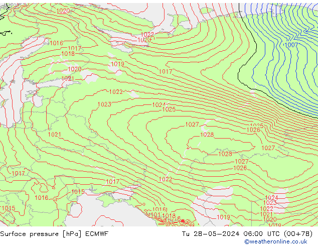 Bodendruck ECMWF Di 28.05.2024 06 UTC