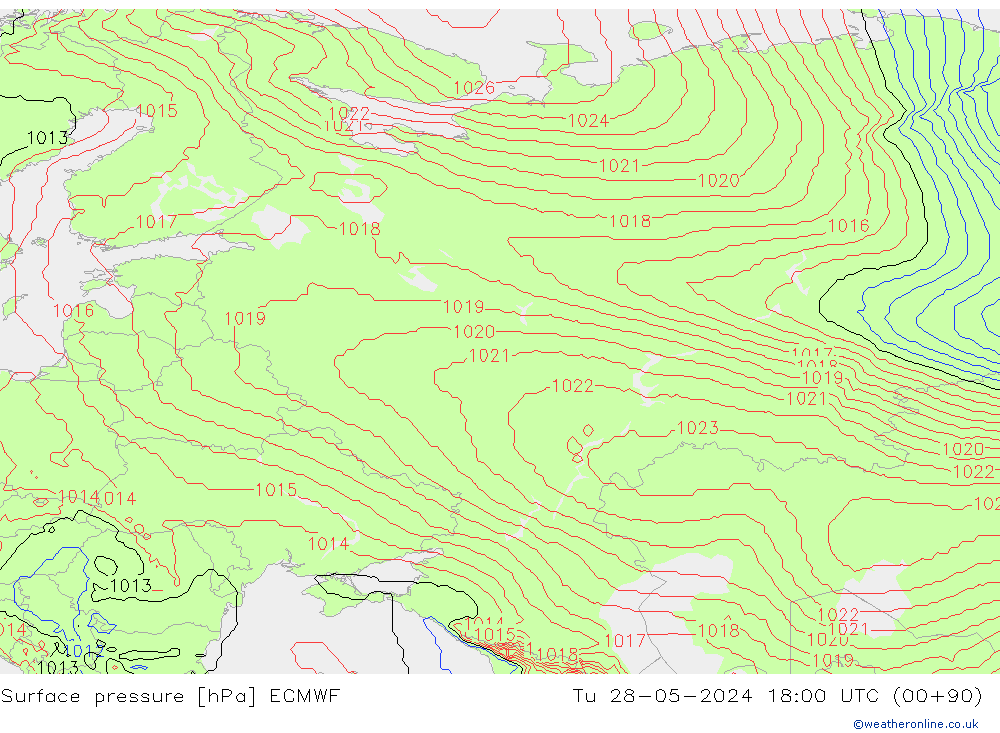 pression de l'air ECMWF mar 28.05.2024 18 UTC