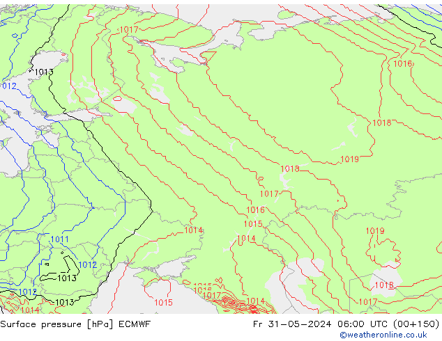 Surface pressure ECMWF Fr 31.05.2024 06 UTC