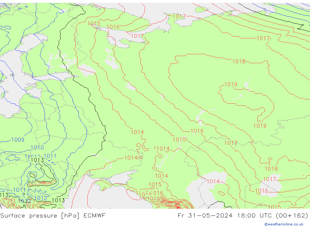 Surface pressure ECMWF Fr 31.05.2024 18 UTC