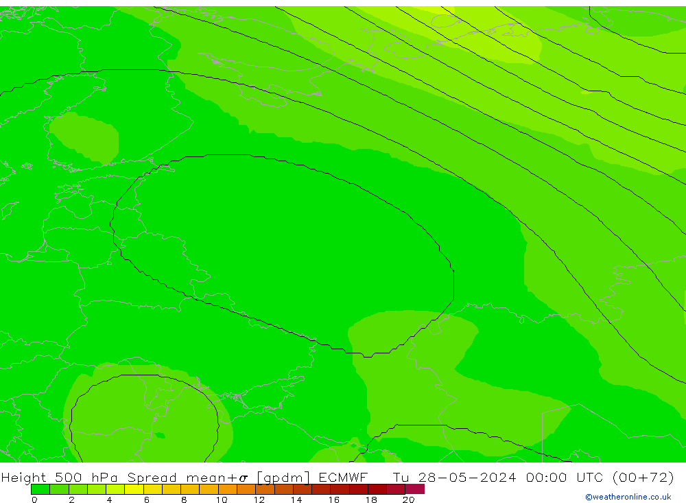 500 hPa Yüksekliği Spread ECMWF Sa 28.05.2024 00 UTC