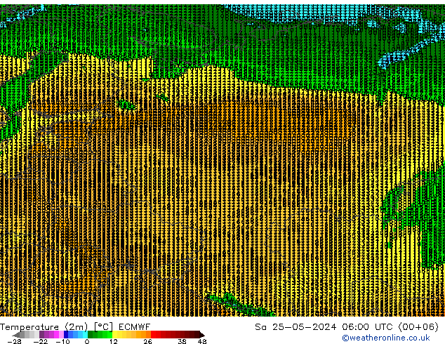 Temperaturkarte (2m) ECMWF Sa 25.05.2024 06 UTC