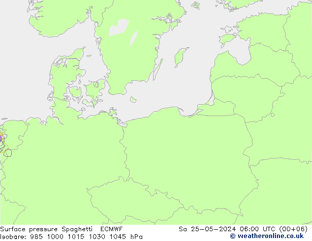 Presión superficial Spaghetti ECMWF sáb 25.05.2024 06 UTC