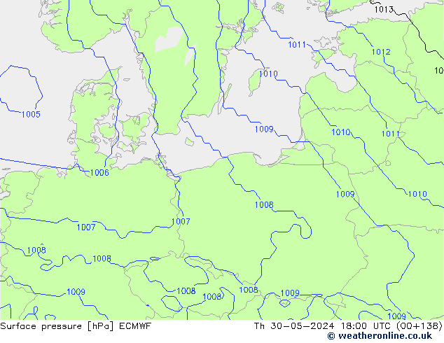 ciśnienie ECMWF czw. 30.05.2024 18 UTC