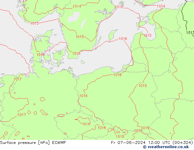 Luchtdruk (Grond) ECMWF vr 07.06.2024 12 UTC