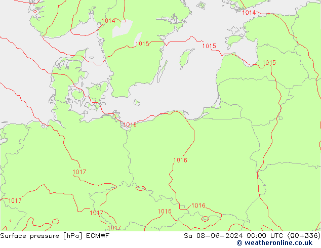 Surface pressure ECMWF Sa 08.06.2024 00 UTC