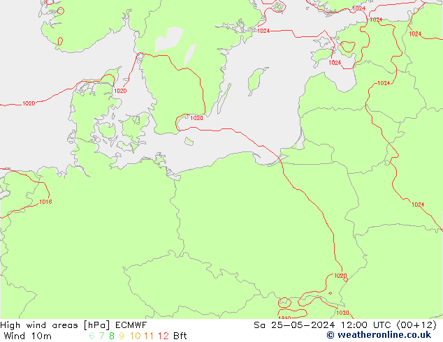 High wind areas ECMWF  25.05.2024 12 UTC