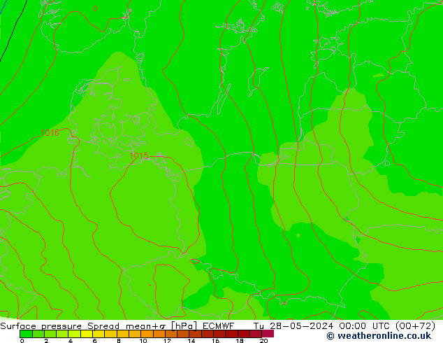 приземное давление Spread ECMWF вт 28.05.2024 00 UTC