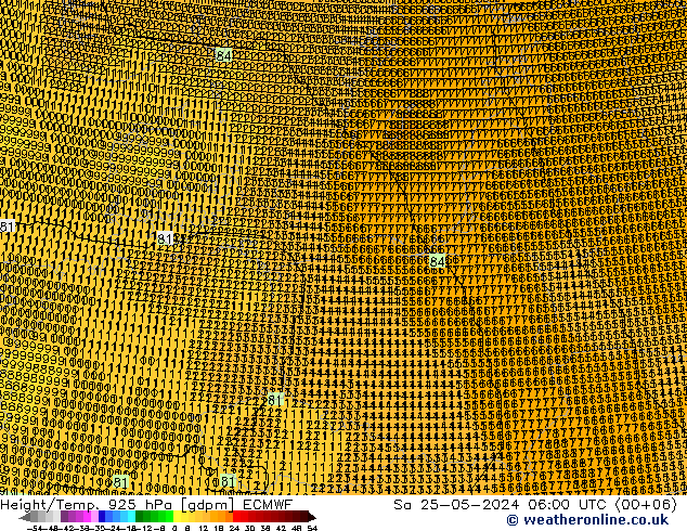 Height/Temp. 925 hPa ECMWF Sáb 25.05.2024 06 UTC