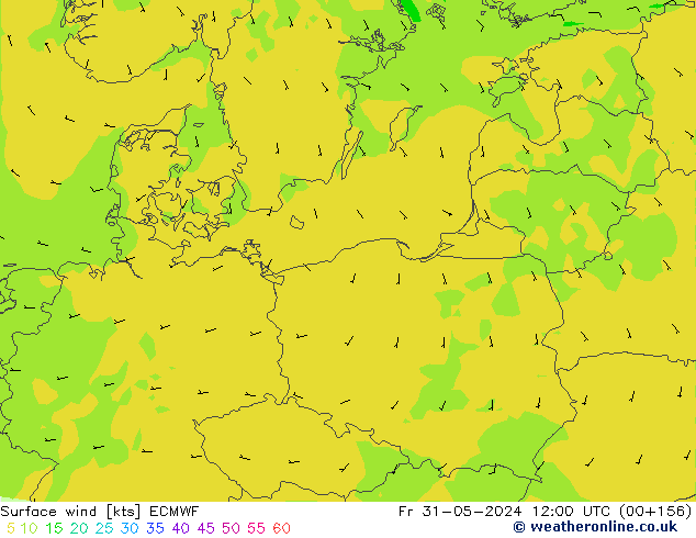 Vent 10 m ECMWF ven 31.05.2024 12 UTC