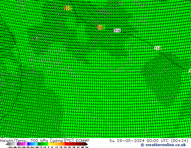 Height/Temp. 700 hPa ECMWF Su 26.05.2024 00 UTC