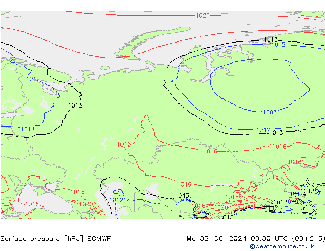 Surface pressure ECMWF Mo 03.06.2024 00 UTC