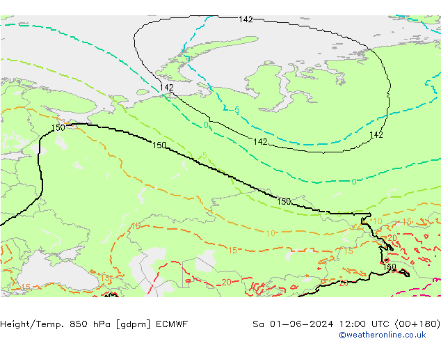 Yükseklik/Sıc. 850 hPa ECMWF Cts 01.06.2024 12 UTC