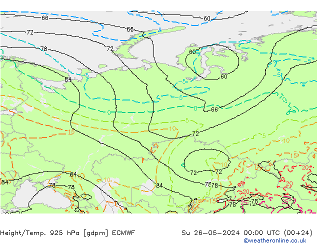 Géop./Temp. 925 hPa ECMWF dim 26.05.2024 00 UTC