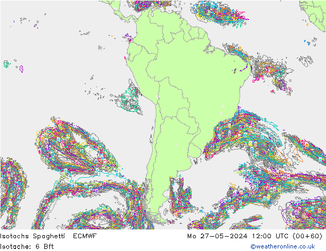 Isotachs Spaghetti ECMWF Seg 27.05.2024 12 UTC