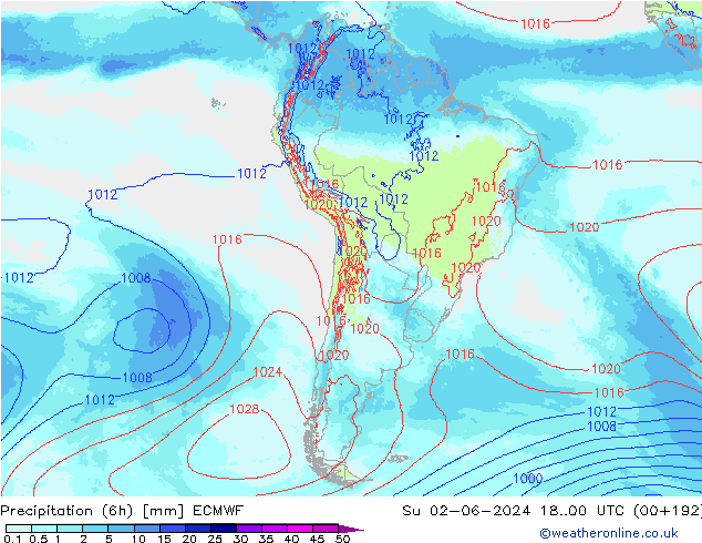 Precipitation (6h) ECMWF Ne 02.06.2024 00 UTC