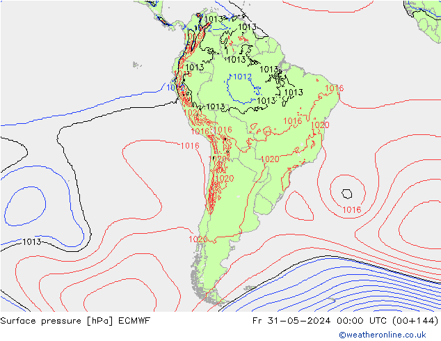 Atmosférický tlak ECMWF Pá 31.05.2024 00 UTC