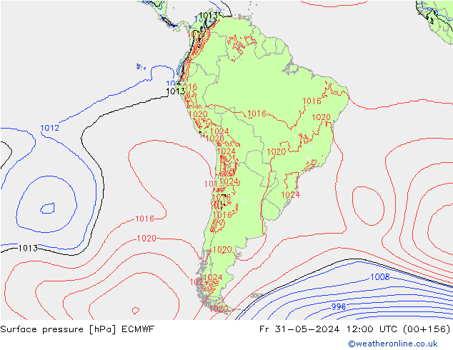 pression de l'air ECMWF ven 31.05.2024 12 UTC