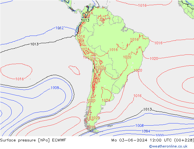 приземное давление ECMWF пн 03.06.2024 12 UTC