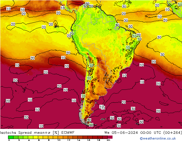 Isotachs Spread ECMWF We 05.06.2024 00 UTC