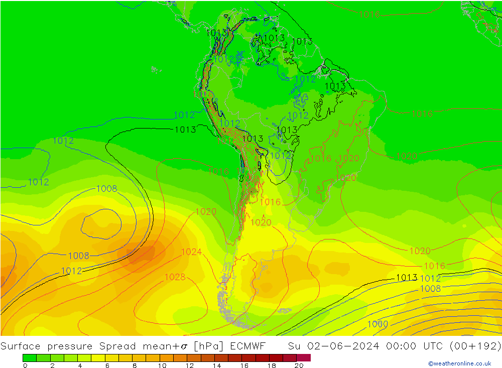 Bodendruck Spread ECMWF So 02.06.2024 00 UTC