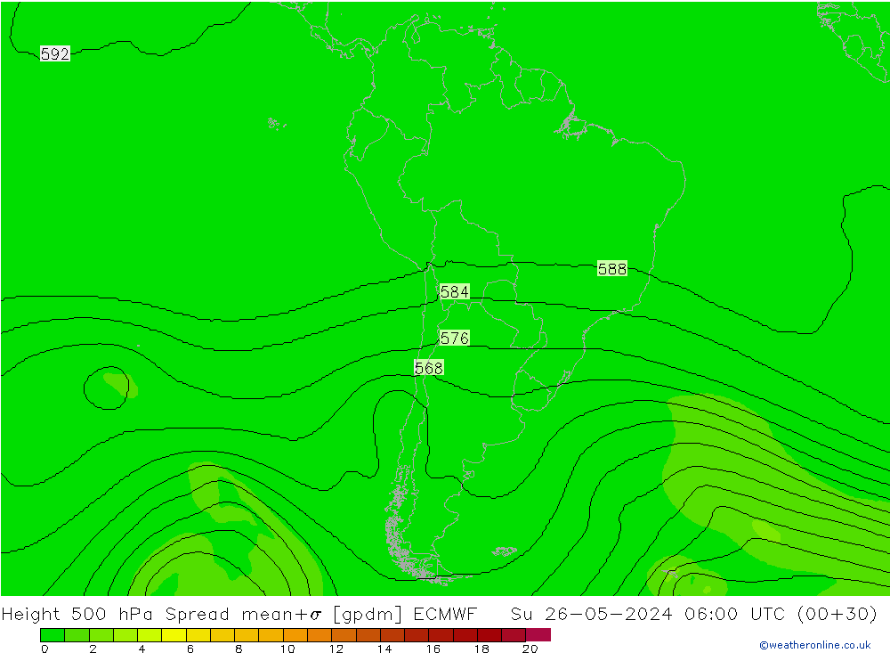 500 hPa Yüksekliği Spread ECMWF Paz 26.05.2024 06 UTC