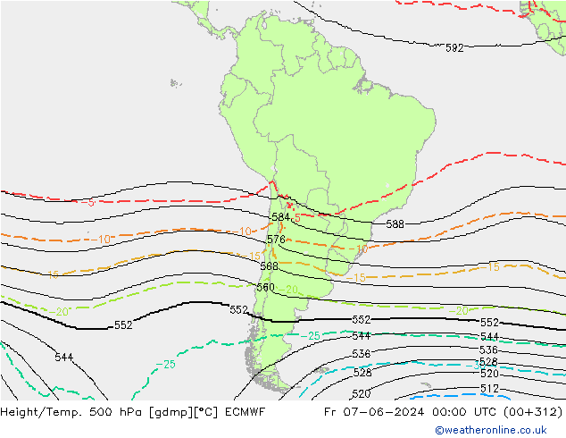 Yükseklik/Sıc. 500 hPa ECMWF Cu 07.06.2024 00 UTC
