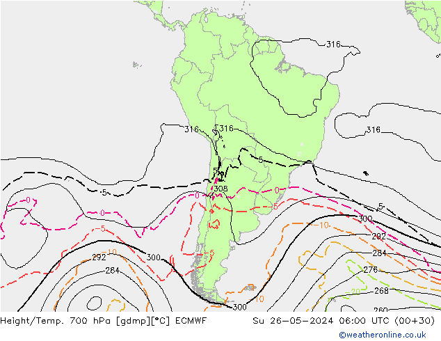 Height/Temp. 700 hPa ECMWF Ne 26.05.2024 06 UTC