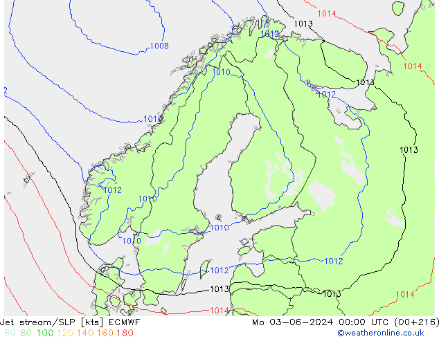 Corrente a getto ECMWF lun 03.06.2024 00 UTC