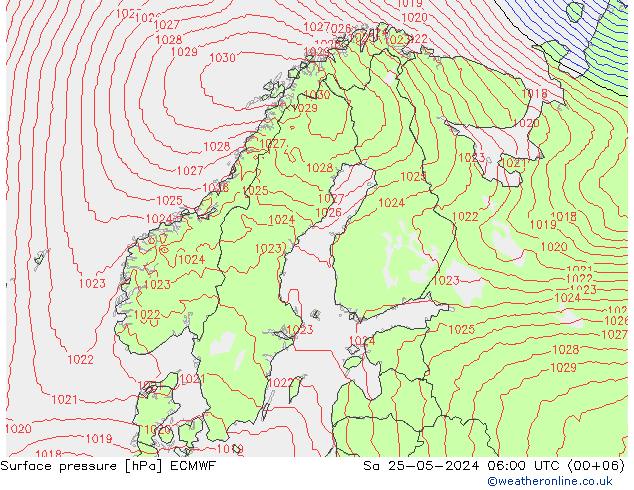 приземное давление ECMWF сб 25.05.2024 06 UTC