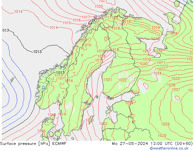 Surface pressure ECMWF Mo 27.05.2024 12 UTC