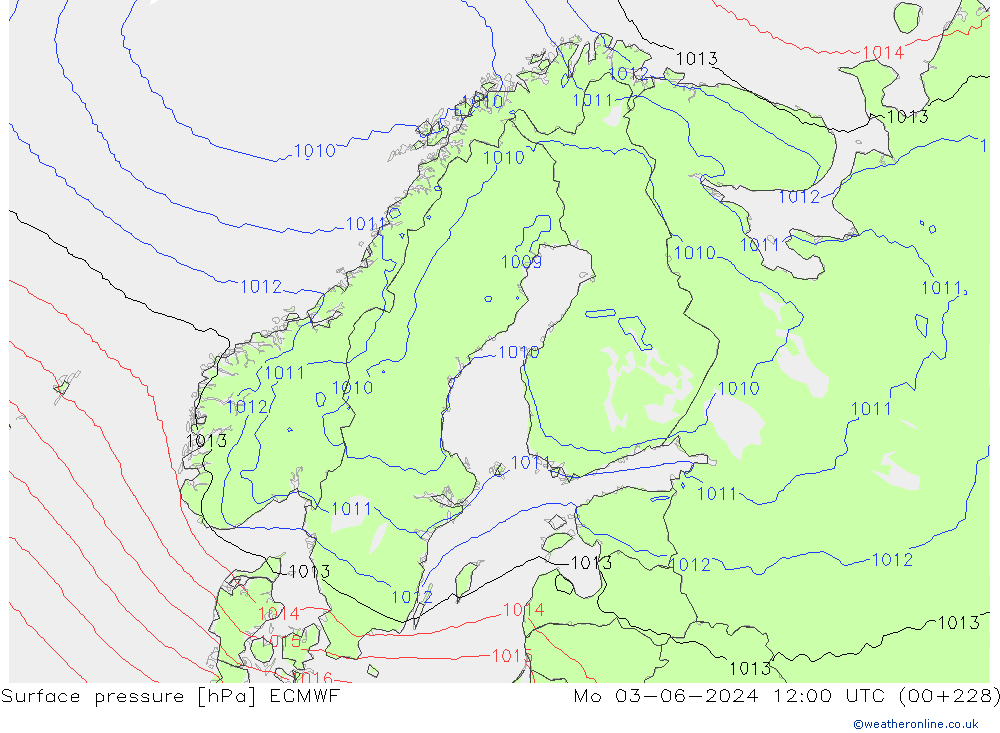 ciśnienie ECMWF pon. 03.06.2024 12 UTC