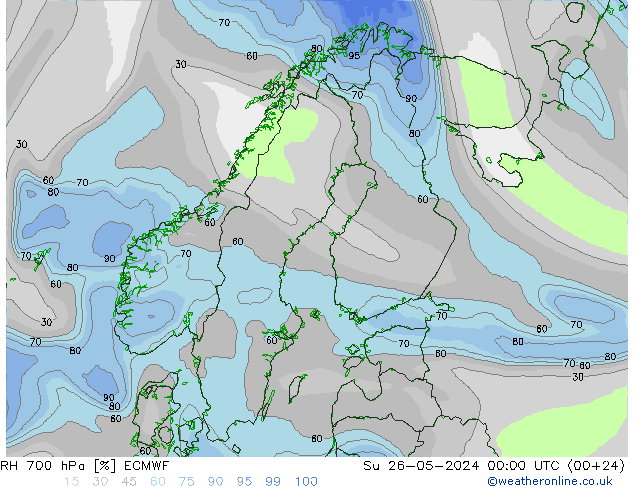 RH 700 hPa ECMWF So 26.05.2024 00 UTC