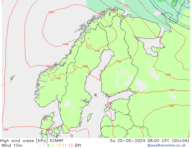 High wind areas ECMWF  25.05.2024 06 UTC