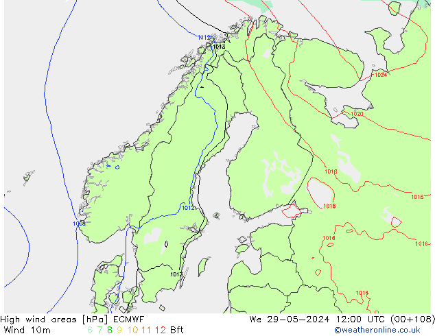 High wind areas ECMWF  29.05.2024 12 UTC