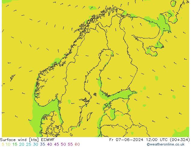 Rüzgar 10 m ECMWF Cu 07.06.2024 12 UTC