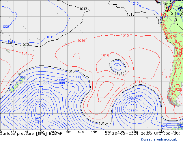 pressão do solo ECMWF Dom 26.05.2024 06 UTC