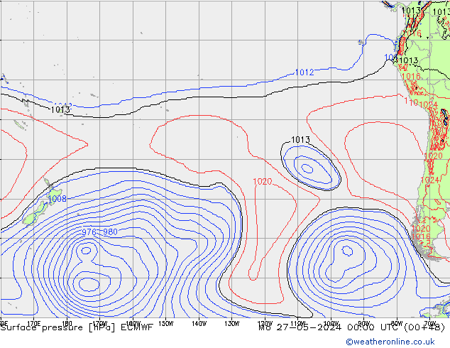 Atmosférický tlak ECMWF Po 27.05.2024 00 UTC