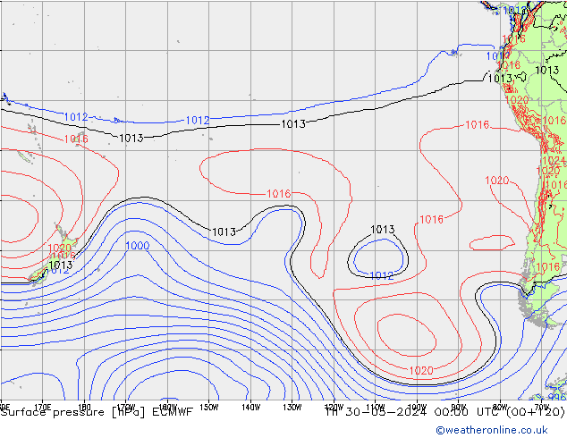 Surface pressure ECMWF Th 30.05.2024 00 UTC