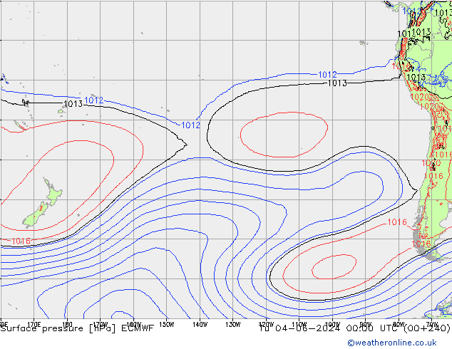 pressão do solo ECMWF Ter 04.06.2024 00 UTC