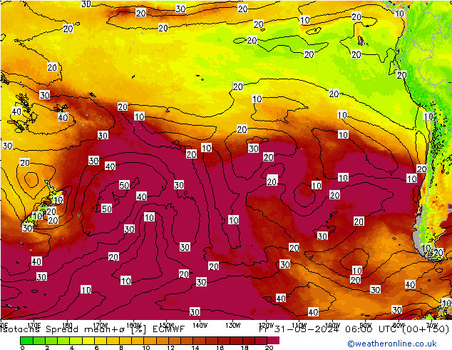 Isotachs Spread ECMWF Sex 31.05.2024 06 UTC