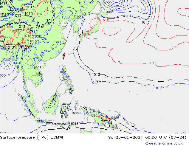 Surface pressure ECMWF Su 26.05.2024 00 UTC