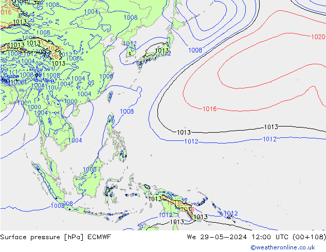 Surface pressure ECMWF We 29.05.2024 12 UTC
