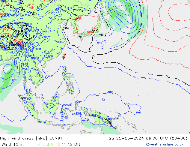 High wind areas ECMWF  25.05.2024 06 UTC